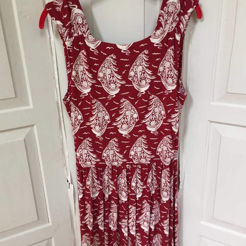 Lands' End Red & White Sailboat Print Dress - Picture 15 of 16